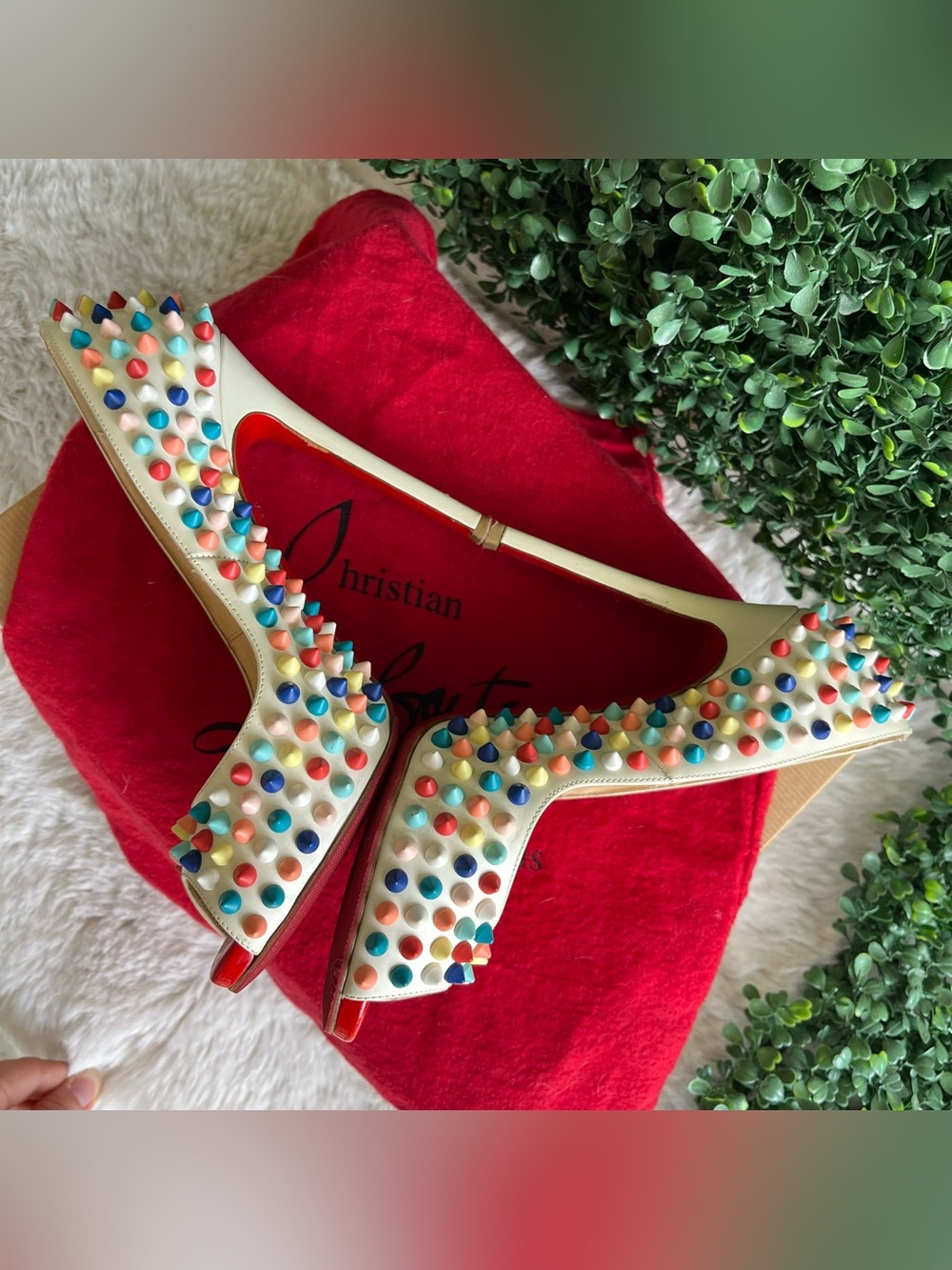 CHRISTIAN LOUBOUTIN Colorful Flo Spikes 120 Gomme Peep Toe Heels Stilettos 36.5 - Picture 6 of 12